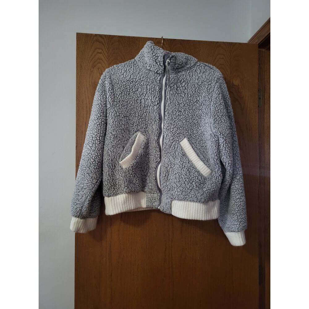 Anthropologie Fluffy Fuzzy Zip Zipup Sweater Sweatshirt Comfy Cozy GUC Medium